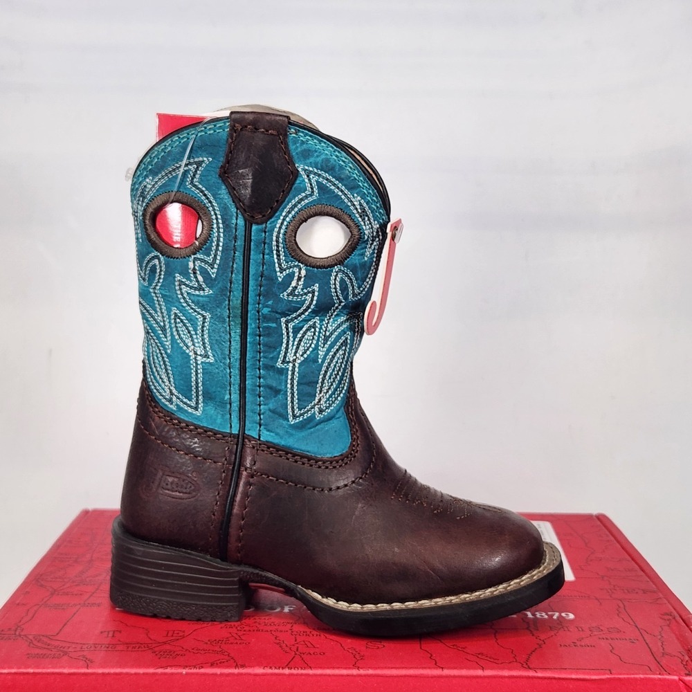 Justin Boots Cowboy Toddler Size 8 Walnut Brown Saphire Blue JK7524
